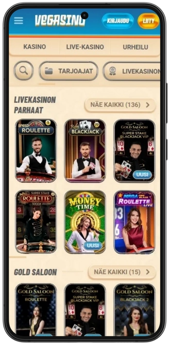 Vegasino live-kasino