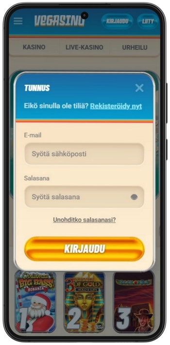 Vegasino kirjautuminen